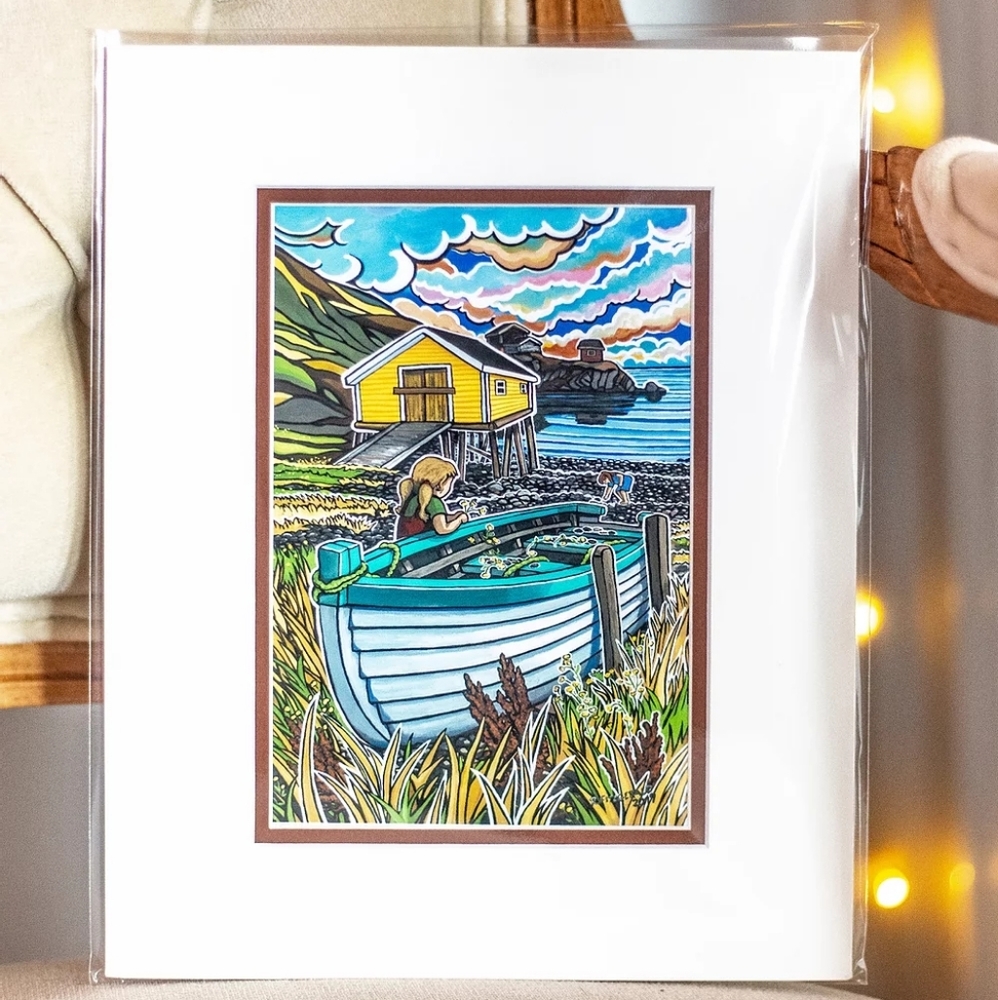 "Buttercups and Beach Rocks " 5X7 Matted Print